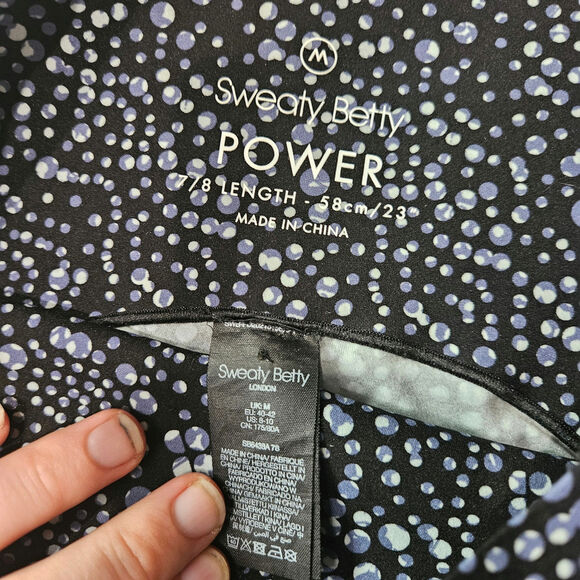 Sweaty Betty Leggings Power 7/8 Black Blue Bubble Size Medium - Picture 3 of 6